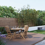 Conjunto de muebles de jardín de teca 120cm mesa plegable Sunshine (4 sillas plegables Hampton) incluidos cojines.