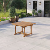 Teak garden furniture 120-170cm square to rectangular extendable table 4cm top.