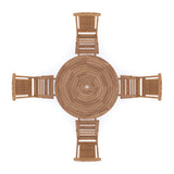 Conjunto de muebles de jardín de teca, mesa plegable en espiral de 120 cm (4 sillas plegables Hampton), incluidos cojines.