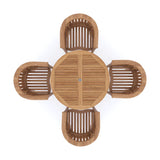 Teak tuinmeubelset 120-170cm ronde tot ovale tafel 4 San Francisco stoelen uitgevoerd in teak, inclusief kussens.