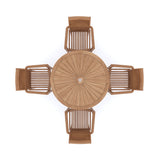 Juego de muebles de jardín de teca Mesa plegable redonda Sunshine de 120 cm 4 sillas apilables Oxford Incluye cojines.