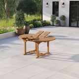 Mesa extensible redonda a ovalada con doble tablero de teca, 4 cm de grosor, 120 cm-170 cm