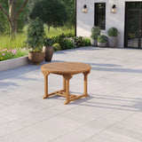 Mesa extensible redonda a ovalada con doble tablero de teca, 4 cm de grosor, 120 cm-170 cm