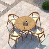 Teakholz-Set: 120 cm Sunshine Klapptisch 4 cm Tischplatte und 4 Sydney-Stühlen – modernes Teakholz-Outdoor-Möbelset