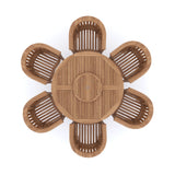 Conjunto de muebles de jardín en teca mesa redonda Maximus de 150cm (6 sillas San Francisco) incluidos cojines.