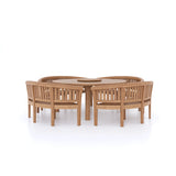 Teak garden furniture set 180cm Maximus round table (4 San Francisco benches) including cushions.