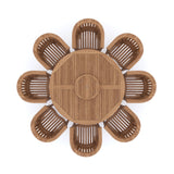 Conjunto de muebles de jardín en teca mesa redonda Maximus de 180cm (8 sillas San Francisco) incluidos cojines.