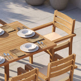 Teak Set 200–300cm Rectangle Extending Table 4cm Top with 10 Marlow Stacking Chairs – Teak Garden Dining Set