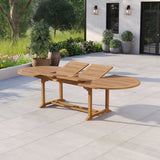 Ensemble de mobilier de jardin en teck comprenant une table ovale extensible de 200 à 300 cm (8 chaises San Francisco) avec coussins.