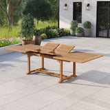 Giant Teak Garden Furniture Set 2-3m Rectangular Extendable Table 4cm Top (12 Henley Stacking Chairs) Including Cushions.