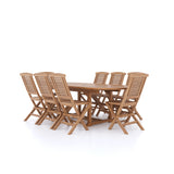 Teak Gartenmöbel Oval 180-240cm Ausziehtisch 4cm Platte (8 Hampton Stühle) Inklusive Kissen.