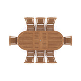 Teak Gartenmöbel Oval 180-240cm Ausziehtisch 4cm Platte (8 Hampton Stühle) Inklusive Kissen.