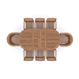Mesa extensible ovalada de teca de 180 a 240 cm con 6 sillas apilables Henley y 2 sillas Francisco
