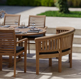 Teak garden furniture 180-240cm extending table 4cm top (6 Oxford stacking chairs 2 San Francisco benches) Including cushions.