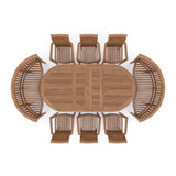 Teak garden furniture 180-240cm extending table 4cm top (6 Oxford stacking chairs 2 San Francisco benches) Including cushions.