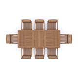 Meubles de jardin en teck Rectangle 180-240cm Table gigogne 4cm plaque (8 chaises empilables Henley) Y compris oreillers.