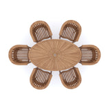 Conjunto de muebles de jardín de teca: mesa de sol de 2 m de largo con 6 sillas San Francisco, incluidos cojines.