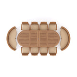 Teak Oval 2m to 3m Extending Table with 8 Oxford Stacking Chairs & 2 San Francisco Benches