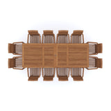 Giant Teak Gartenmöbel Set 2-3m Rechteck Ausziehtisch 4cm Platte (12 Oxford Stapelstühle) Inklusive Kissen