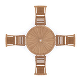 Conjunto de muebles de jardín de teca 120cm mesa plegable Sunshine (4 sillas plegables Hampton) incluidos cojines.