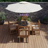 Mesa cuadrada de teca de 90 cm con 4 sillas Warwick (cojines incluidos)