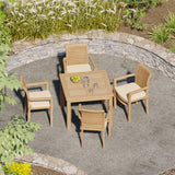 Teak Set 90cm Square Table with 4 Oxford Chairs (Cushions Included)