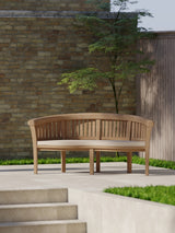 Teak garden furniture San Francisco bench including upholstery.