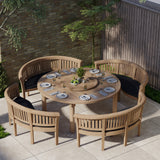 Teak garden furniture set 180cm Maximus round table (4 San Francisco benches) including cushions.