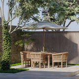 Conjunto de muebles de jardín de teca mesa redonda Maximus de 150 cm (2 bancos San Francisco y 2 sillas San Francisco) incluidos cojines.