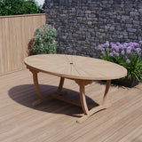 Mesa ovalada Sunshine de teca de 2 m con base giratoria incorporada