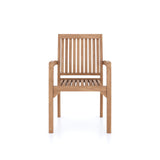 4 sedie impilabili in legno di teak Henley e cuscini.