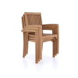 4 sedie impilabili in legno di teak Henley e cuscini.