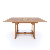 Teak tuinmeubilair 120-170cm vierkante tot rechthoekige uitschuifbare tafel 4cm plaat.