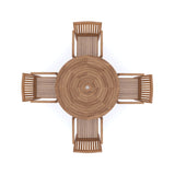 Mesa plegable redonda en espiral de teca de 120 cm con 4 sillas apilables Henley