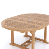 Teak garden furniture round to oval 120-170cm extending table (4 stackable chairs 2 San Francisco chairs) including cushions.