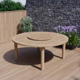 180cm Maximus ronde teak tafel 4cm plaat