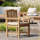 Mesa extensible ovalada de teca de 180-240 cm, tablero de 4 cm con 8 sillas Warwick, cojines gratis.