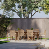 Meubles de jardin en teck Rectangle 180-240cm Table gigogne 4cm plaque (8 chaises empilables Henley) Y compris oreillers.