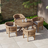 Juego de mesa espiral plegable redonda de teca de 120 cm con 4 sillas San Francisco.