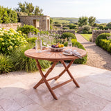 120cm Sunshine Round Teak Folding Table with 4cm Table Top - Premium Folding Outdoor Table - UK and Ireland garden setting - image 3 120cm Sunshine Round Teak Folding Table with 4cm Table Top - Premium Folding Outdoor Table - UK and Ireland garden setting - image 3
