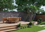 Conjunto de muebles de jardín de teca - Mesa Sunshine de 2m con asientos San Francisco, cojines incluidos.