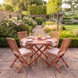 Teak Set 120cm Sunshine Folding Table (4 Folding Chairs) Cushions included - Contemporary Teak Garden Furniture Set - UK and Ireland garden setting - image 4