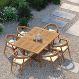 Teak Square to Rectangle 120–170cm Extending Table with 6 Sydney Chairs – Teak Garden Dining Set