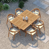 Teak Square to Rectangle 120–170cm Extending Table with 6 Sydney Chairs – Teak Garden Dining Set