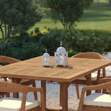 Teak Square to Rectangle 120–170cm Extending Table with 6 Sydney Chairs – Teak Garden Dining Set