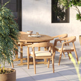 Teak Round to Oval 120cm-170cm Extending Table with 6 Sydney Chairs – Teak Garden Dining Set