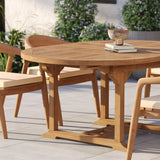 Teak Round to Oval 120cm-170cm Extending Table with 6 Sydney Chairs – Teak Garden Dining Set