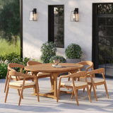 Teak Round to Oval 120cm-170cm Extending Table with 6 Sydney Chairs – Teak Garden Dining Set