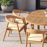 Teak Round to Oval 120cm-170cm Extending Table with 6 Sydney Chairs – Teak Garden Dining Set