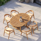 Teak Round to Oval 120cm-170cm Extending Table with 6 Sydney Chairs – Teak Garden Dining Set